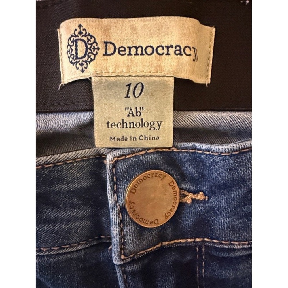 Democracy Ab Technology Flare Jeans Medium Wash Blue Raw Hem Womens Size 10 - Picture 2 of 10